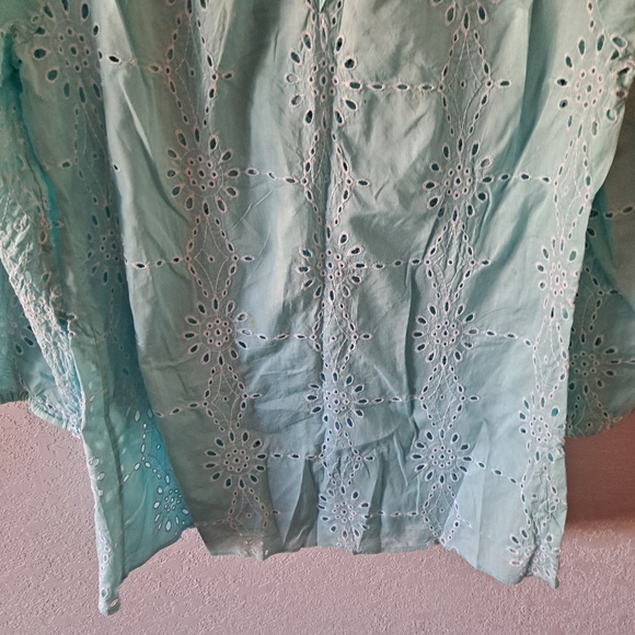 Charter Club Eyelet Light Blue Blouse - Picture 3 of 7